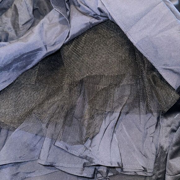 La Femme Womens Off the Shoulder Ruched Satin Trumpet Gown 12 Navy. NWOT. 16 - Picture 7 of 11